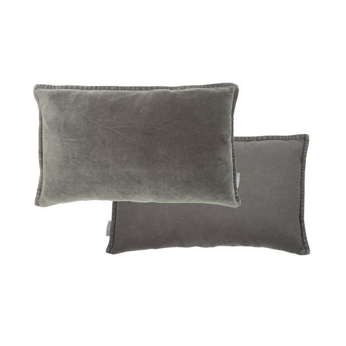 Vintage Fluweel/Linnen Kussen Donkergrijs 50x30 cm Woonware