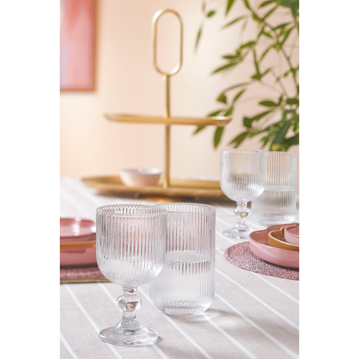 Alivo tafelkleed organisch katoen beige wit 250x140 cm Woonware