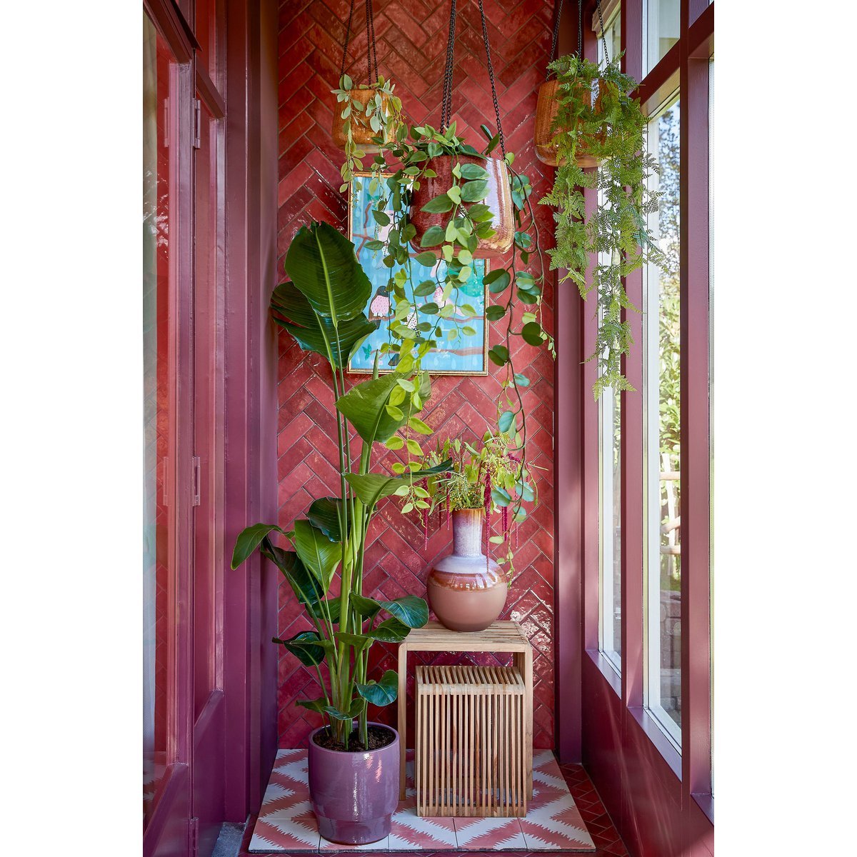 Bijzettafel set van 3 van gerecycled hout met latjesdesign – Woonware