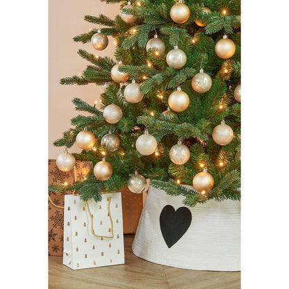 Witte kerstboomrok met zwart hart 50 x 50 x 26 cm papier vilt Woonware