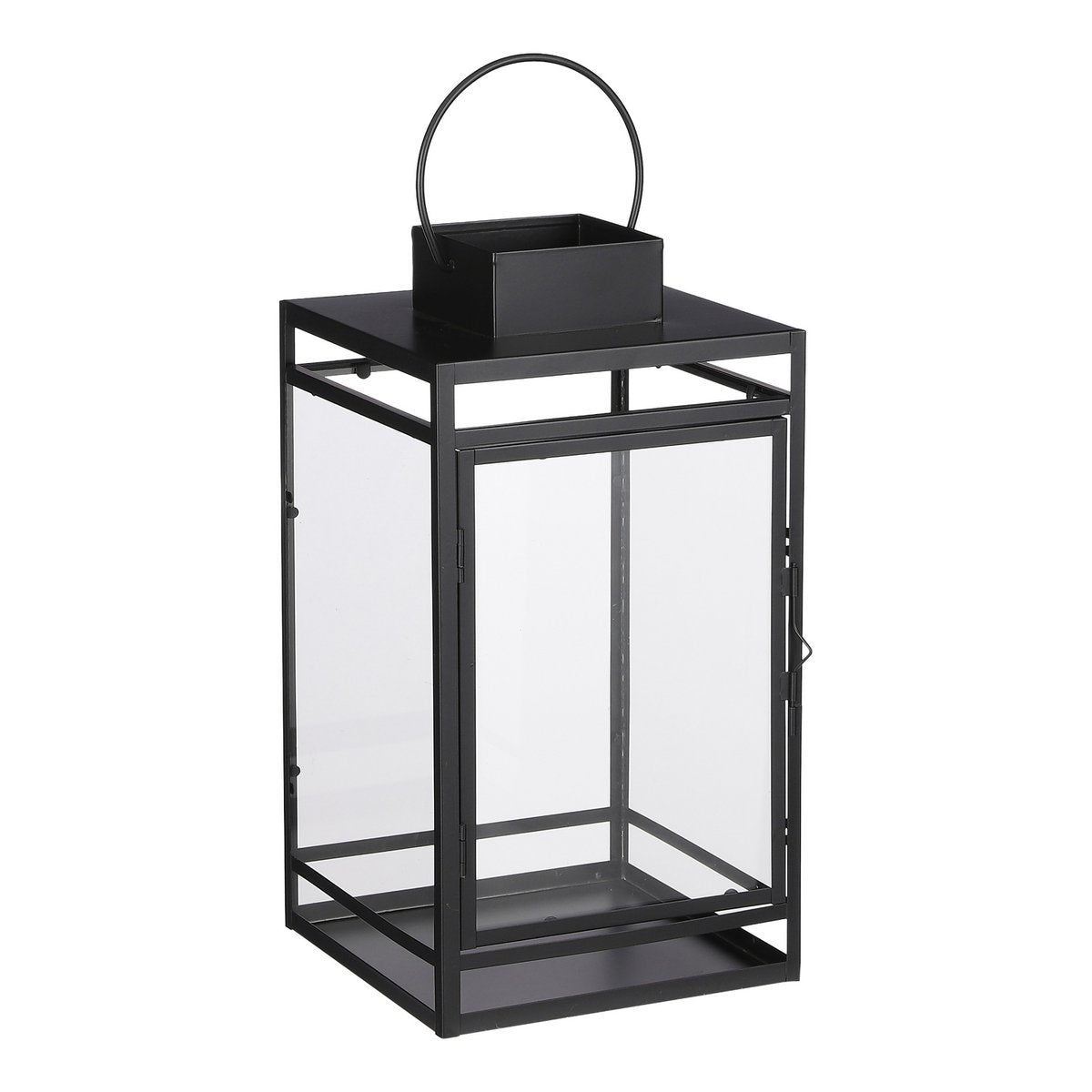Storm Lantaarn Zwart 36 cm glas metalen windlicht