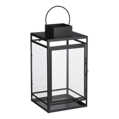 Storm Lantaarn Zwart 36 cm glas metalen windlicht