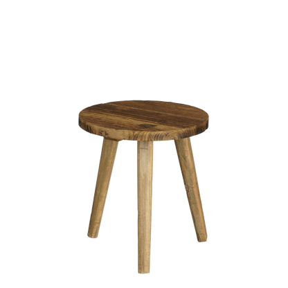 Bijzettafel Ø26 van gerecycled hout – ronde houten tafel Woonware