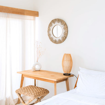 Randu Wandspiegel 60 cm zeegras katoenen patroon boho interieur