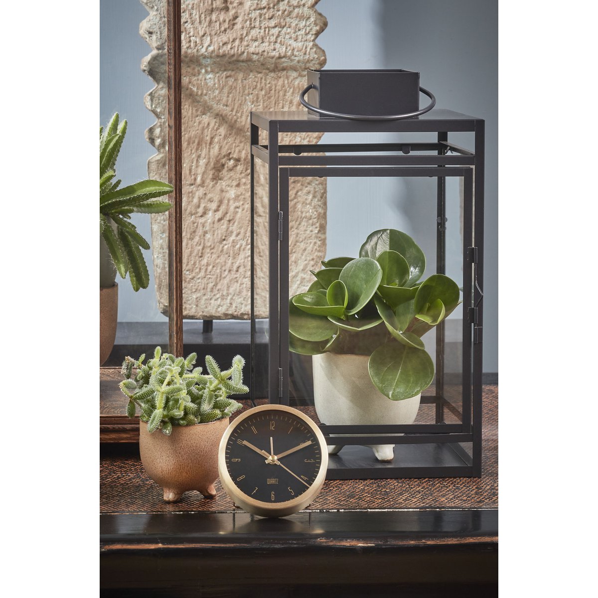 Storm Lantaarn Zwart 36 cm glas metalen windlicht