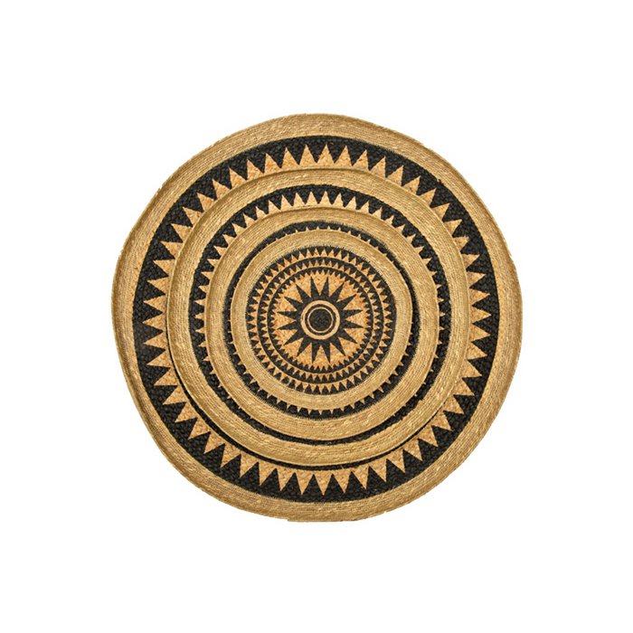 Wanddecoratie Formentera Ø70 cm – handgemaakt rotan zwart & beige