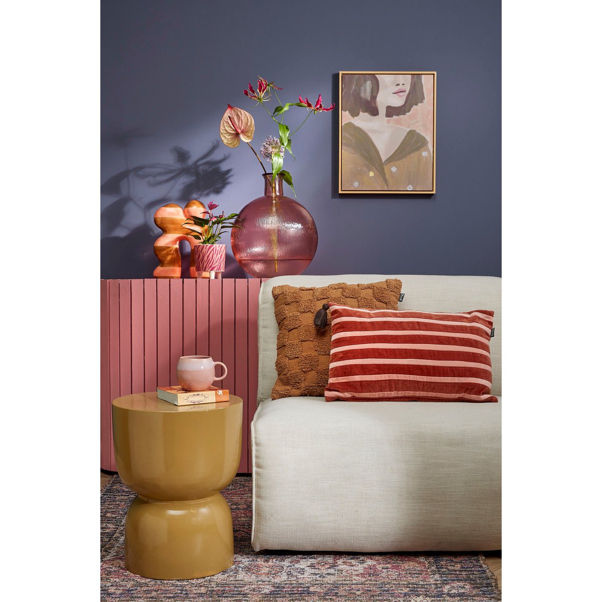 Bijzettafel Ø35 Geel van cement – modern en stevig design Woonware