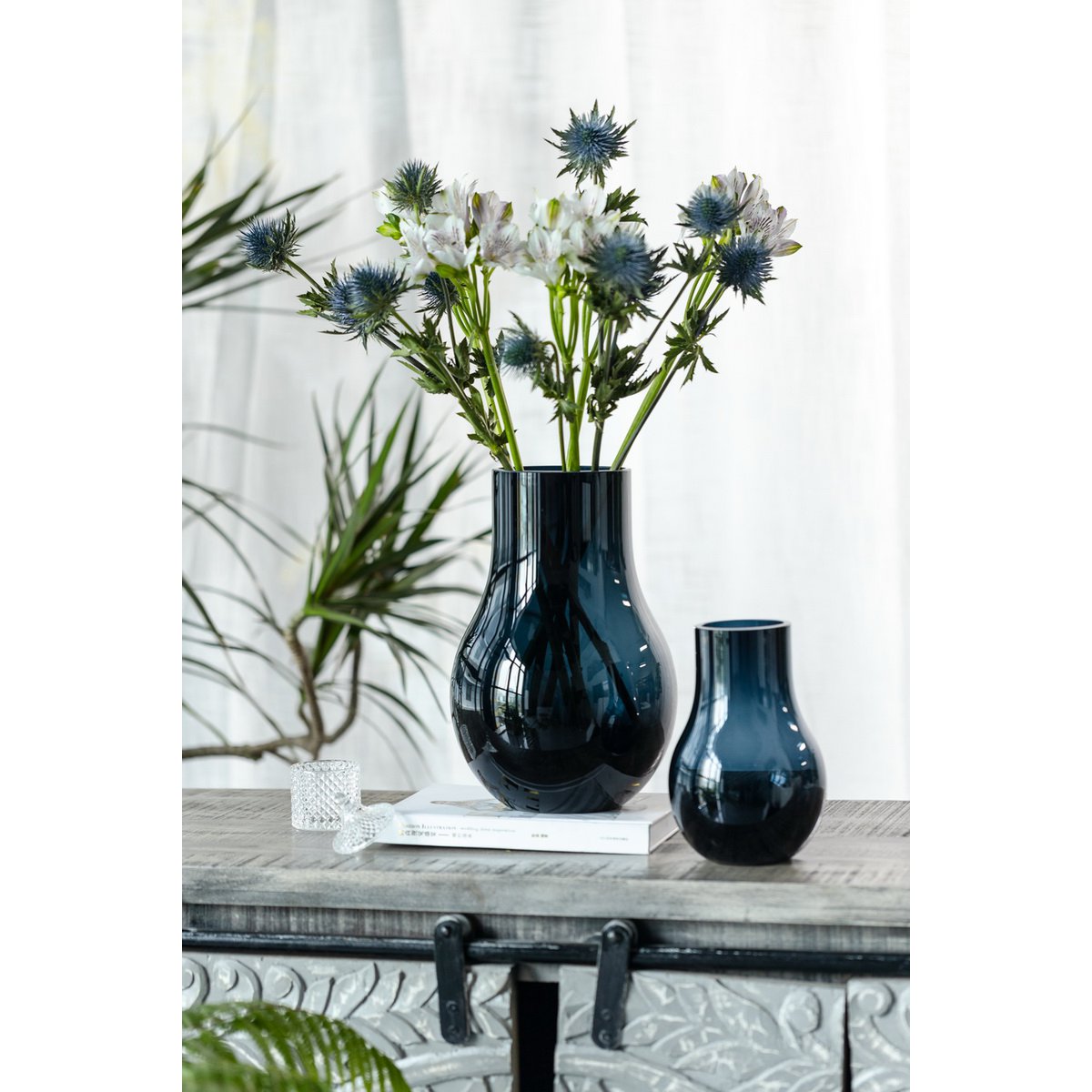 Glazen vaas Davos diepblauw 20 cm van kwaliteitsglas | Woonware