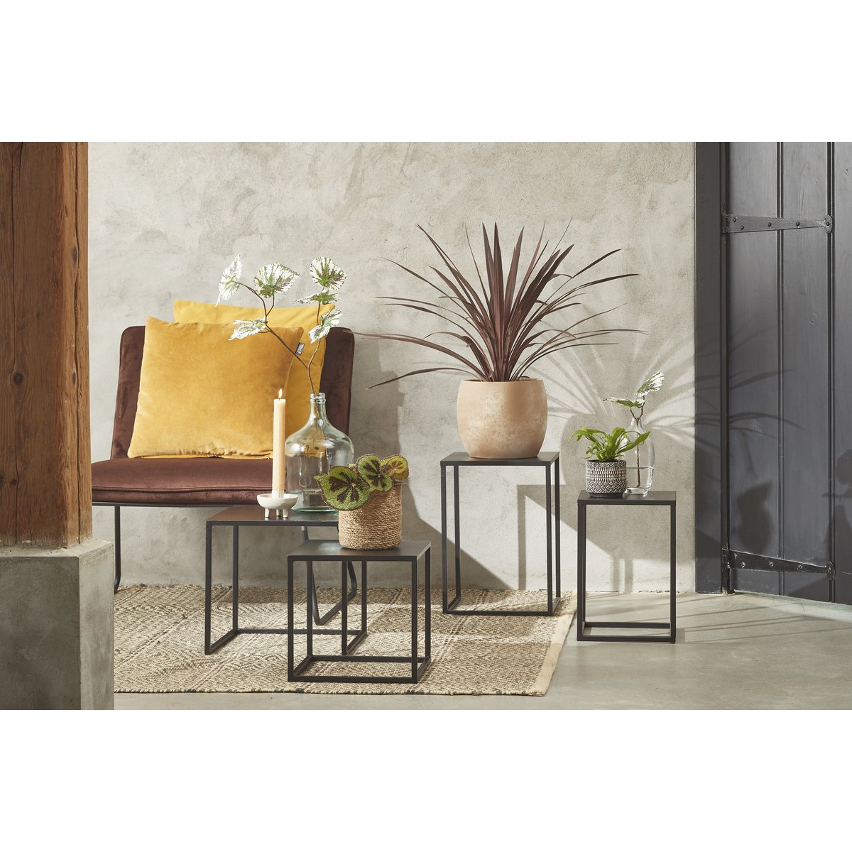 Goa bijzettafels set van 2 zwart H48,5 & H55 – modern en stevig design Woonware