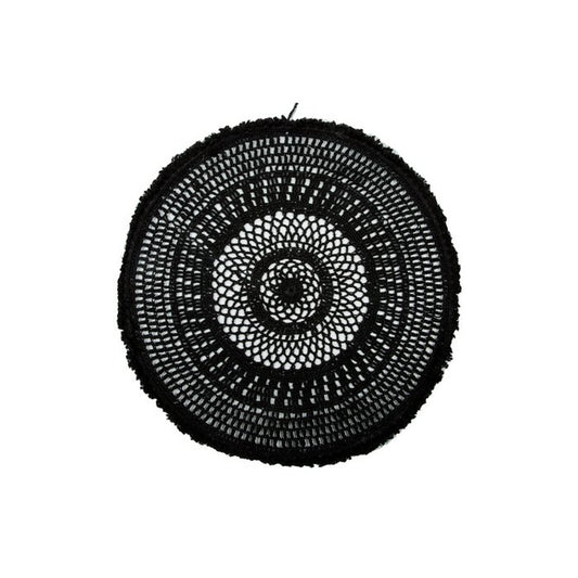 Wanddecoratie Mahon Ø60 cm – handgemaakt rotan & metaal zwart