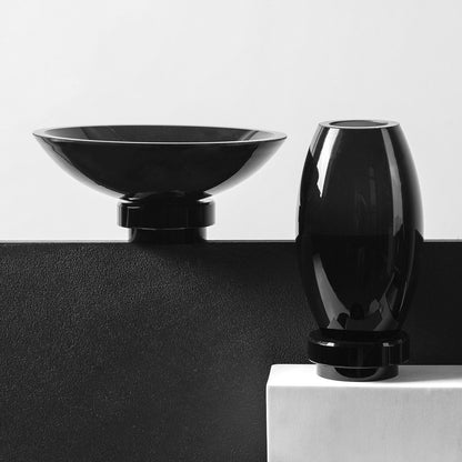 Glazen design schaal zwart Ø22 cm – luxe moderne schaal van hoogwaardig glas | Woonware