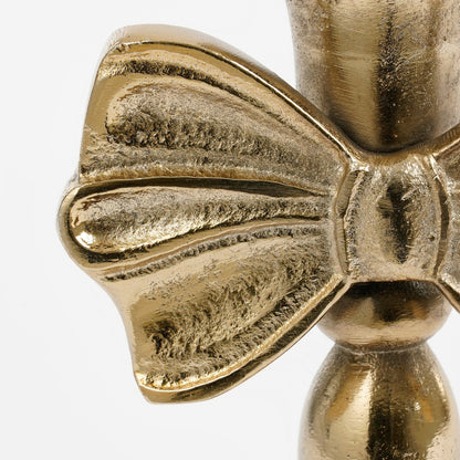 Gouden kandelaar met strik 20 cm aluminium Woonware