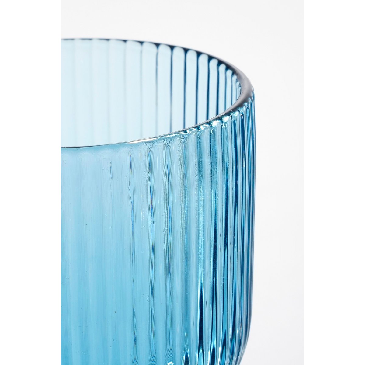 Blauw geribbeld wijnglas 250 ml – elegant glazen wijnglas | Woonware