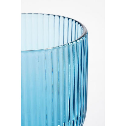 Blauw geribbeld wijnglas 250 ml – elegant glazen wijnglas | Woonware