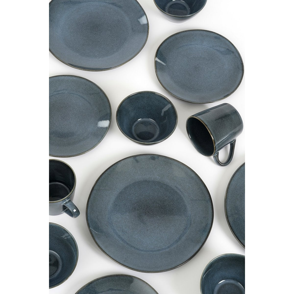 Serviesset 4 persoons grijs steengoed handgemaakt Woonware