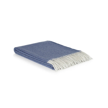 Kasjmier merino plaid Tibet Blue 140x200 – luxe blauwe deken | Woonware