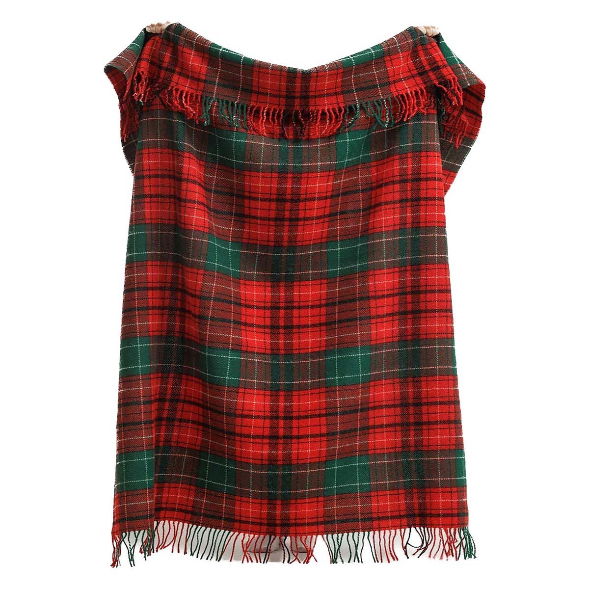 Wollen plaid Tartan Noel rood en groen met klassiek Schots ruitpatroon – Woonware