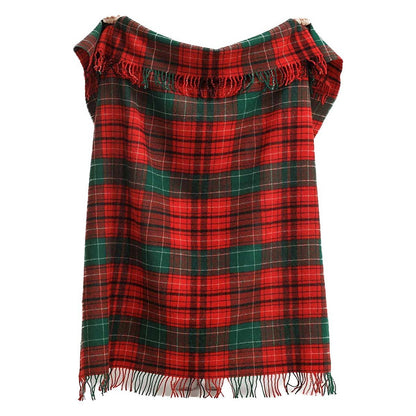 Wollen plaid Tartan Noel rood en groen met klassiek Schots ruitpatroon – Woonware