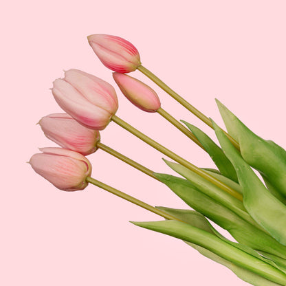 Tulpen Boeket Roze 5 stuks 42 cm kunstbloemen Real Touch