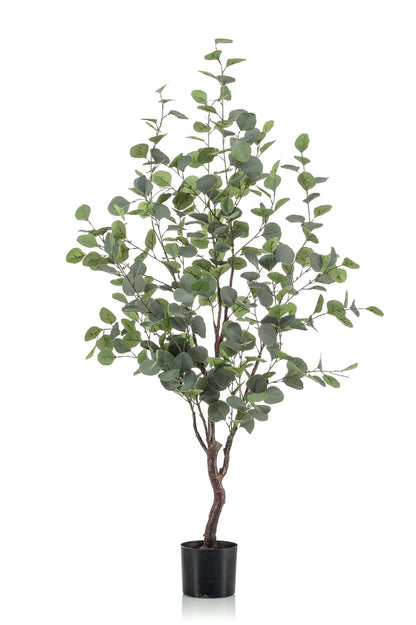 Kunstplant Eucalyptus 120cm – Blauwe Gomboom met realistische groene en zilveren bladeren voor woonkamer of kantoor