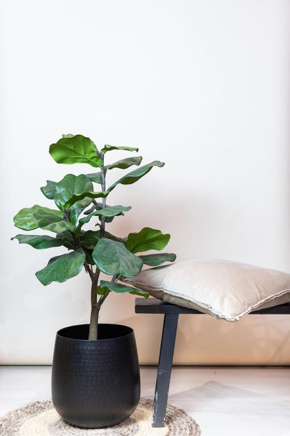 Kunstplant Ficus Lyrata 90cm – Tabaksplant met grote vioolvormige bladeren voor woonkamer of kantoor