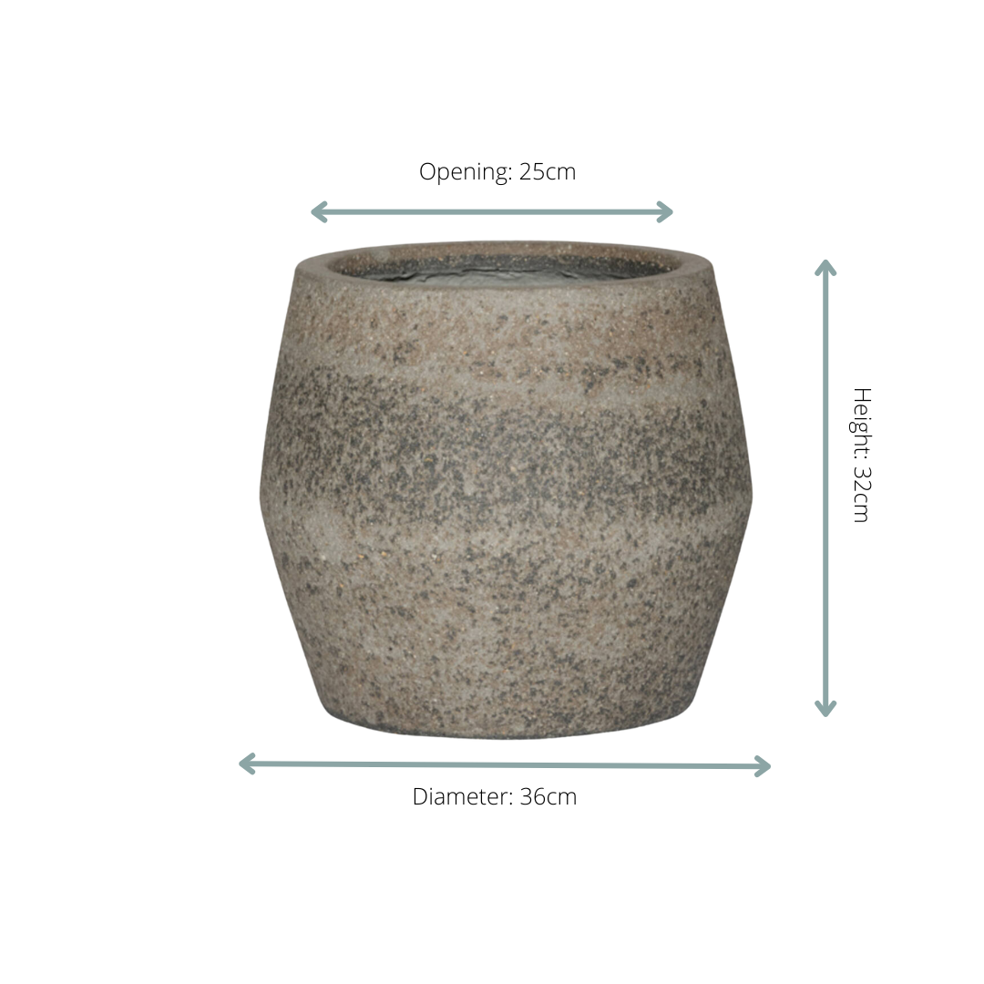 Harley bloempot Dioriet Grey Ø36 x H32 grijze plantenpot Woonware