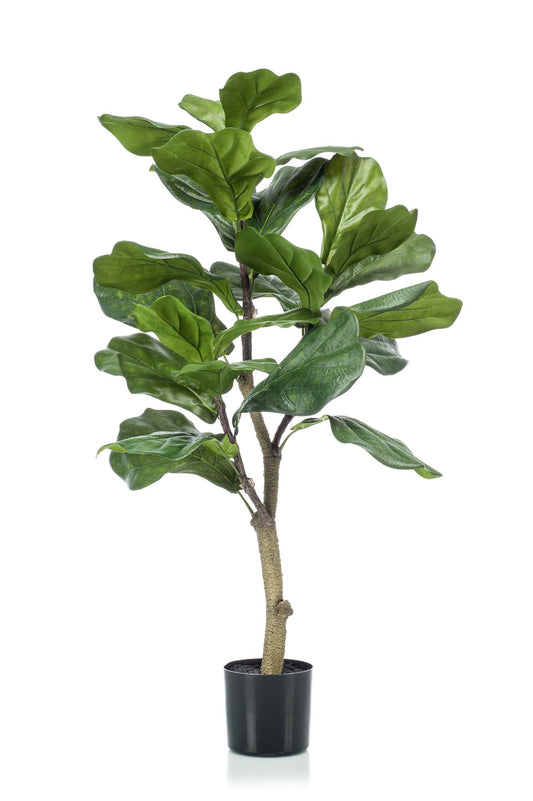 Kunstplant Ficus Lyrata 90cm – Tabaksplant met grote vioolvormige bladeren voor woonkamer of kantoor