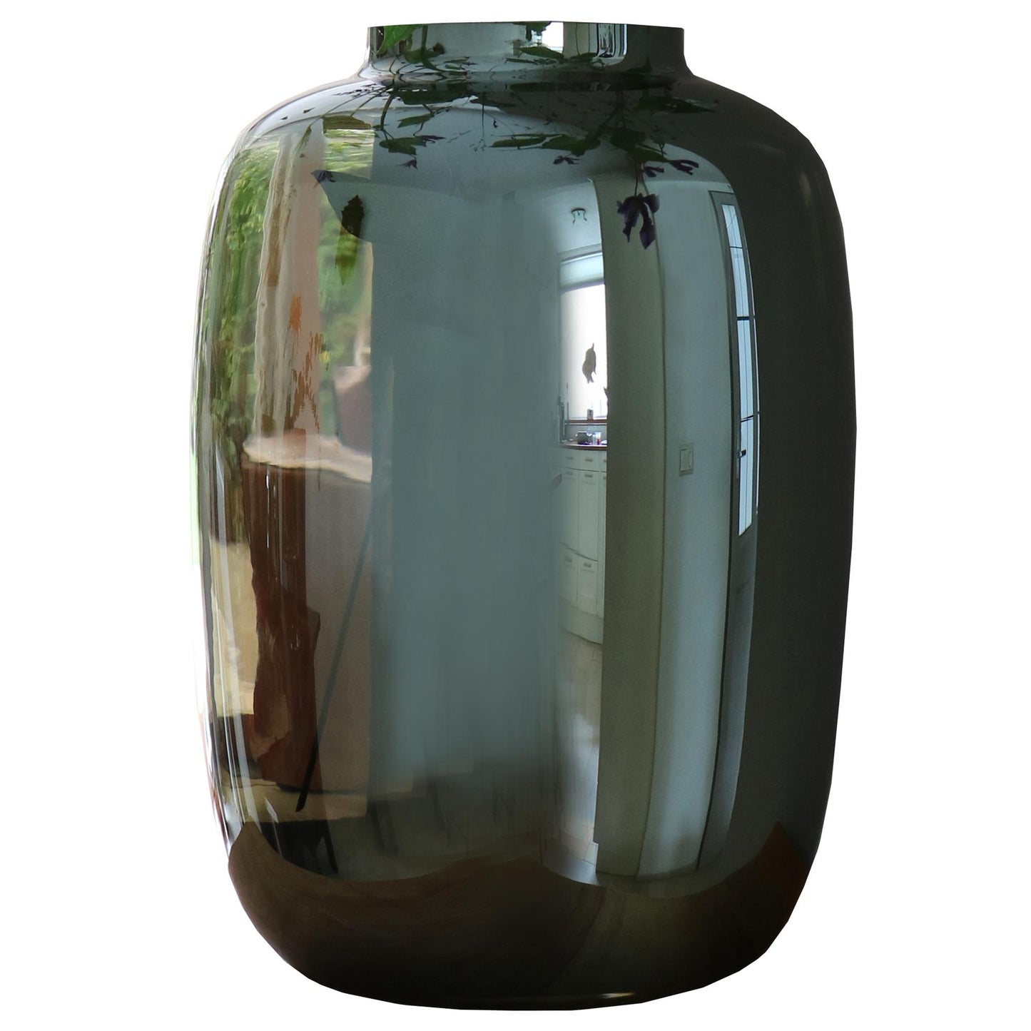 Grijze spiegelglas vaas Artic H35 cm Woonware