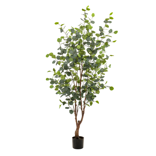 Kunst Eucalyptus 140cm – Blauwe Gomboom met realistische bladeren voor woonkamer of kantoor