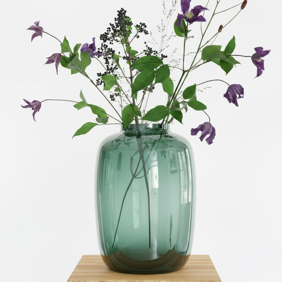 Grijze spiegelglas vaas Artic H35 cm Woonware