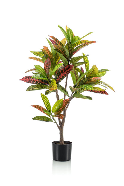 Kunstplant Croton Codiaeum 95cm – Wonderstruik met bontgekleurde bladeren voor woonkamer of kantoor